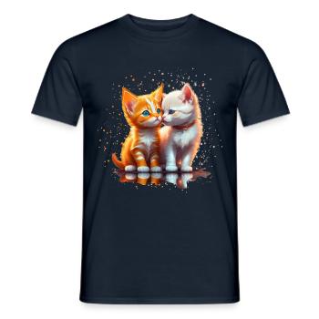 Kittens in love - Men's T-Shirt - navy - Front - AI Model Male 178 light (178cm)