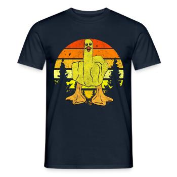 Drôle de canard doigt d’honneur - T-shirt homme - marine - Devant - AI Model Male 178 light (178cm)