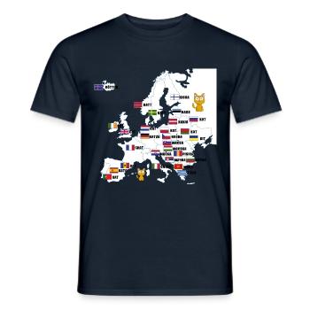 Chats Carte Nom des chats - T-shirt homme - marine - Devant - AI Model Male 178 light (178cm)