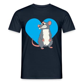 Ratte mit blauem Herz! - Männer T-Shirt - Navy - Vorne - AI Model Male 178 light (178cm)