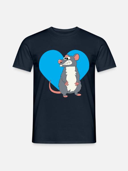 Ratte mit blauem Herz! - Männer T-Shirt - Navy