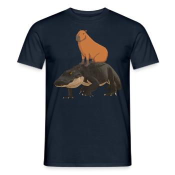 Capybara Krokodil - Männer T-Shirt - Navy - Vorne - AI Model Male 178 light (178cm)