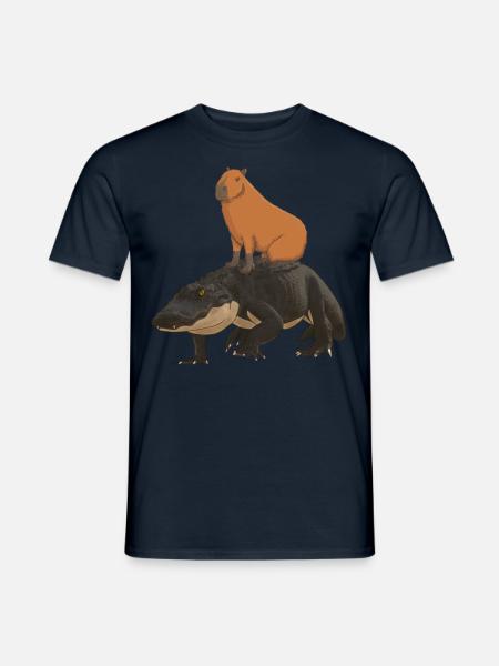 Capybara krokodille - Mænd T-shirt - marineblå