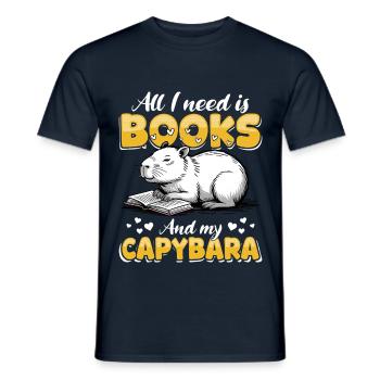 Livres de lecture Capybara - T-shirt homme - marine - Devant - AI Model Male 178 light (178cm)