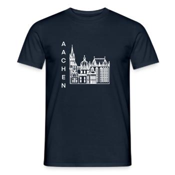 Stadt Aachen, Dom, Lineart - Männer T-Shirt - Navy - Vorne - AI Model Male 178 light (178cm)