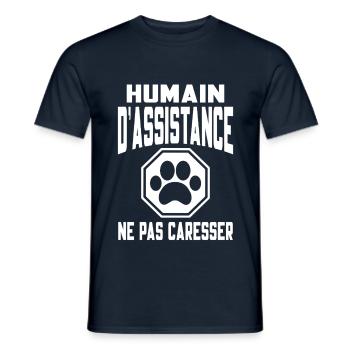 Humain d’assistance Ne pas caresser - T-shirt homme - marine - Devant - AI Model Male 178 light (178cm)