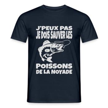 J’peux pas je dois sauver les poissons - T-shirt homme - marine - Devant - AI Model Male 178 light (178cm)