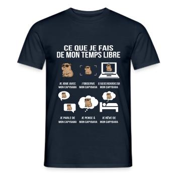 Ce que je fais de mon temps libre Capybara addic - T-shirt homme - marine - Devant - AI Model Male 178 light (178cm)