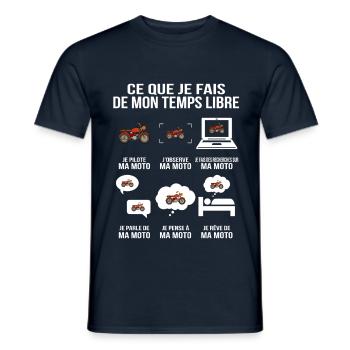 T-shirt drôle moto pour motard passionné - T-shirt homme - marine - Devant - AI Model Male 178 light (178cm)
