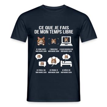 Ce que je fais de mon temps libre Fan Maine Coon - T-shirt homme - marine - Devant - AI Model Male 178 light (178cm)
