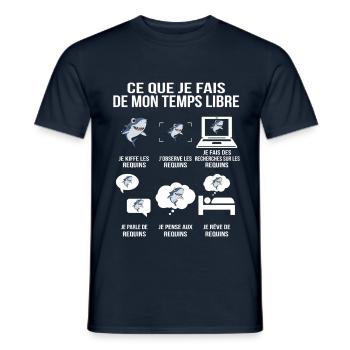 Je kiffe les requins – T-shirt drôle - T-shirt homme - marine - Devant - AI Model Male 178 light (178cm)