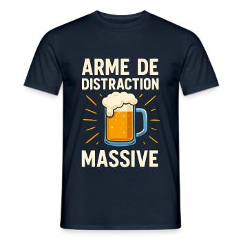 T-shirt humour bière – Arme de distraction massive - T-shirt homme - marine - Devant - AI Model Male 178 light (178cm)
