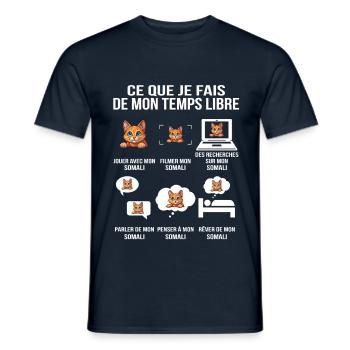 Ce que je fais de mon temps libre avec mon Somali - T-shirt homme - marine - Devant - AI Model Male 178 light (178cm)