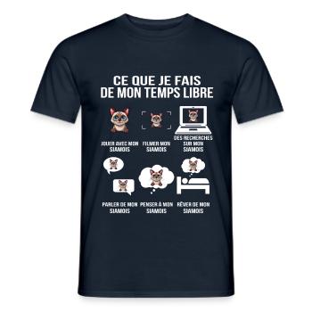Ce que je fais de mon temps libre siamois - T-shirt homme - marine - Devant - AI Model Male 178 light (178cm)