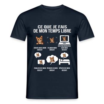 Ce que je fais de mon temps libre Ocicat - T-shirt homme - marine - Devant - AI Model Male 178 light (178cm)