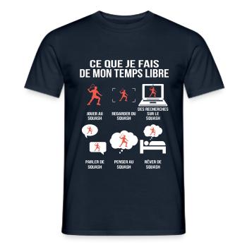 Ce que je fais de mon temps libre – Squash - T-shirt homme - marine - Devant - AI Model Male 178 light (178cm)