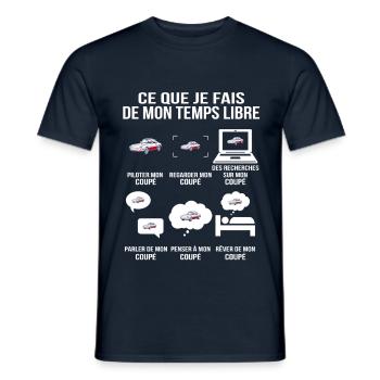 Ce que je fais de mon temps libre Passion voiture - T-shirt homme - marine - Devant - AI Model Male 178 light (178cm)