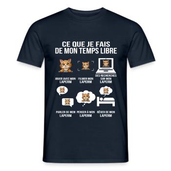 Ce que je fais de mon temps libre LaPerm - T-shirt homme - marine - Devant - AI Model Male 178 light (178cm)
