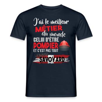 Meilleur métier du monde pompier et savoyard - T-shirt homme - marine - Devant - AI Model Male 178 light (178cm)