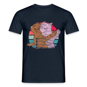 cute cats kitten in titanic pose cute cat - Men's T-Shirt - navy - Front - AI Model Male 178 light (178cm)