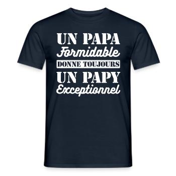 PAPA FORMIDABLE- PAPY EXCEPTIONNEL - T-shirt homme - marine - Devant - AI Model Male 178 light (178cm)