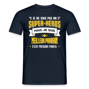 MEILLEUR PARRAIN - T-shirt homme - marine - Devant - AI Model Male 178 light (178cm)