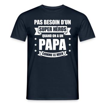PAPA SUPER-HÉROS - T-shirt homme - marine - Devant - AI Model Male 178 light (178cm)