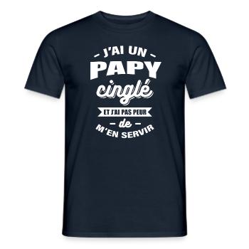 J'AI UN PAPY CINGLÉ - T-shirt homme - marine - Devant - AI Model Male 178 light (178cm)