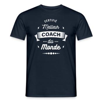 CERTIFIÉ MEILLEUR COACH DU MONDE - T-shirt homme - marine - Devant - AI Model Male 178 light (178cm)