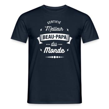 CERTIFIÉ MEILLEUR BEAU PAPA DU MONDE - T-shirt homme - marine - Devant - AI Model Male 178 light (178cm)