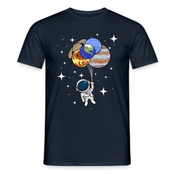 Astronaute Ballons Planète Étoiles Flying Nerd - T-shirt homme - marine - Devant - AI Model Male 178 light (178cm)