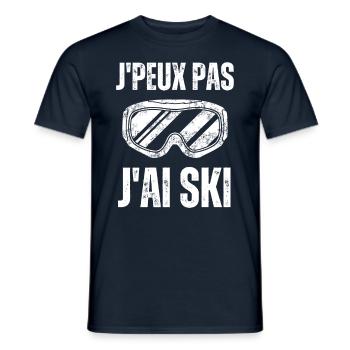 Humour ski skieur 1 - T-shirt homme - marine - Devant - AI Model Male 178 light (178cm)