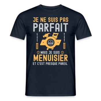 Menuisier menuiserie - T-shirt homme - marine - Devant - AI Model Male 178 light (178cm)