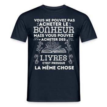 Lecture livre - T-shirt homme - marine - Devant - AI Model Male 178 light (178cm)