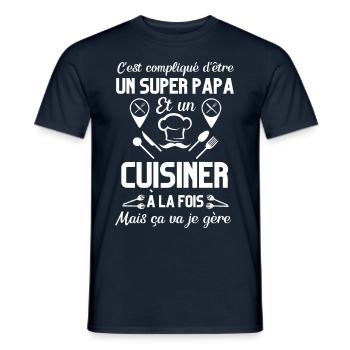 SuperPapa et cuisinier - T-shirt homme - marine - Devant - AI Model Male 178 light (178cm)