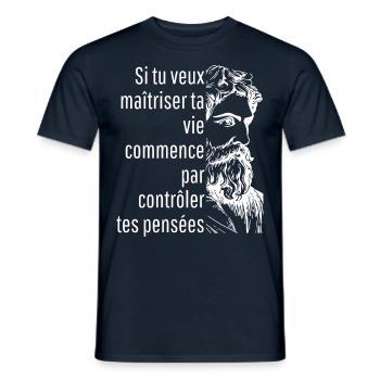 commence par contrôler tes pensées - T-shirt homme - marine - Devant - AI Model Male 178 light (178cm)