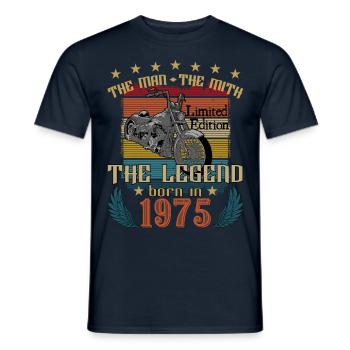 biker born 1975 - T-shirt homme - marine - Devant - AI Model Male 178 light (178cm)