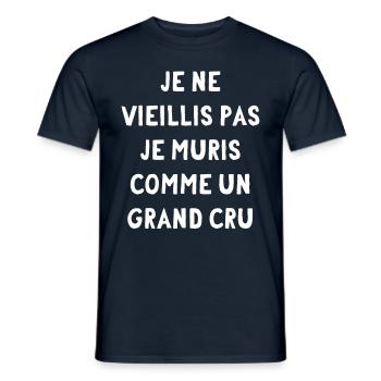 Je ne vieilli pas, je muris comme un grand cru - T-shirt homme - marine - Devant - AI Model Male 178 light (178cm)