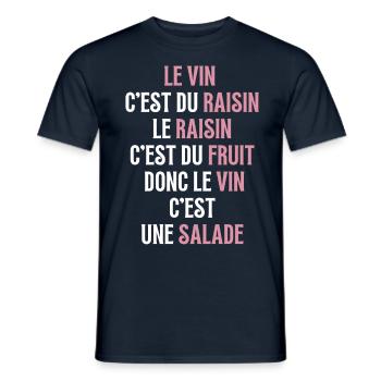 Le vin et du raisin - T-shirt homme - marine - Devant - AI Model Male 178 light (178cm)