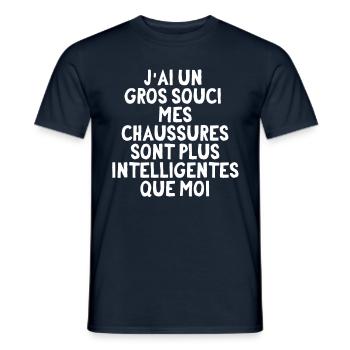 J'ai un gros souci ou des chaussures - T-shirt homme - marine - Devant - AI Model Male 178 light (178cm)
