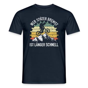 Fahrradfahrer Wer Später Bremst - Männer T-Shirt - Navy - Vorne - AI Model Male 178 light (178cm)