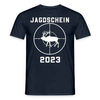 Jagdschein 2023 Jagd Jäger Jägerin - Männer T-Shirt - Navy - Vorne - AI Model Male 178 light (178cm)