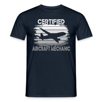 Mécanicien d’aéronefs certifié - T-shirt homme - marine - Devant - AI Model Male 178 light (178cm)