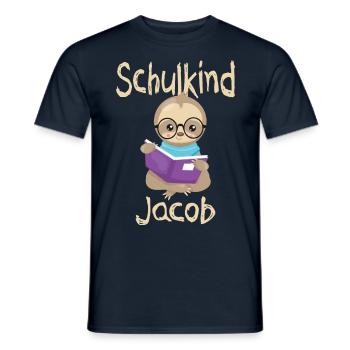 Schulkind Jacob Faultier - Männer T-Shirt - Navy - Vorne - AI Model Male 178 light (178cm)