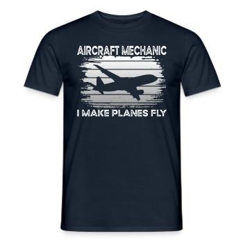 Mécanicien d’aéronefs - T-shirt homme - marine - Devant - AI Model Male 178 light (178cm)