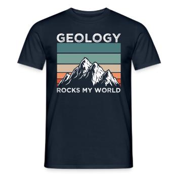 Un géologue fait vibrer mon monde - T-shirt homme - marine - Devant - AI Model Male 178 light (178cm)