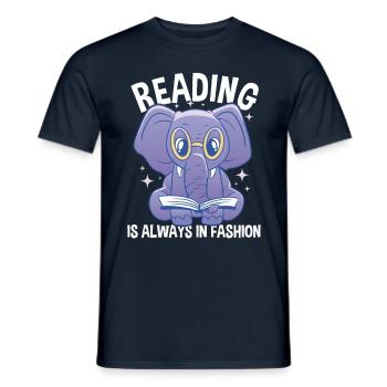 Reading In Fashion - Men's T-Shirt - navy - Front - AI Model Male 178 light (178cm)