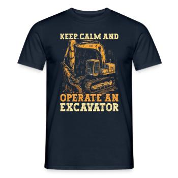 Operate Excavator - Men's T-Shirt - navy - Front - AI Model Male 178 light (178cm)