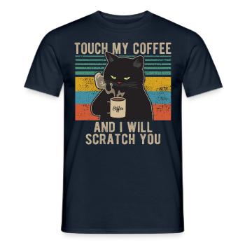 toucher mon café chat café matin grouch drôle - T-shirt homme - marine - Devant - AI Model Male 178 light (178cm)