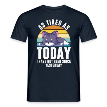 Tired Funny Sayings Lazy Kitten Pet Animal Cat - Men's T-Shirt - navy - Front - AI Model Male 178 light (178cm)